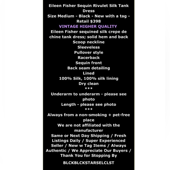 $398 Eileen Fisher Sequin Rivulet Dress Medium Black 100% Silk Vintage Quality - Picture 2 of 16